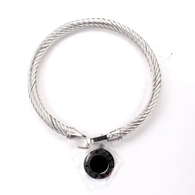 Elara Black Charm Bangle