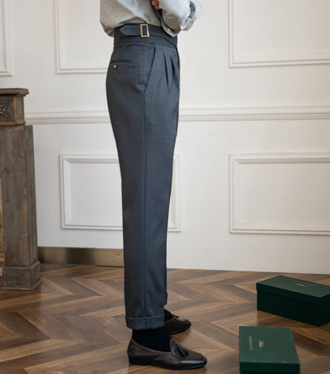 Slim Fit Pleated Trousers