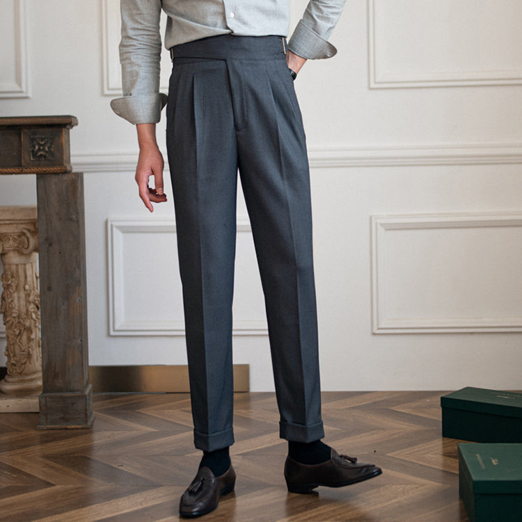 Slim Fit Pleated Trousers