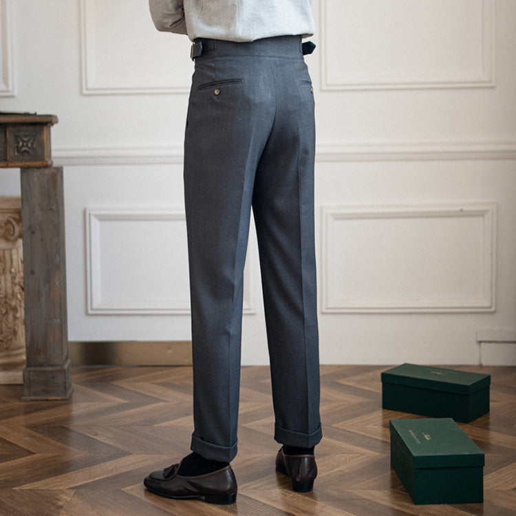 Slim Fit Pleated Trousers