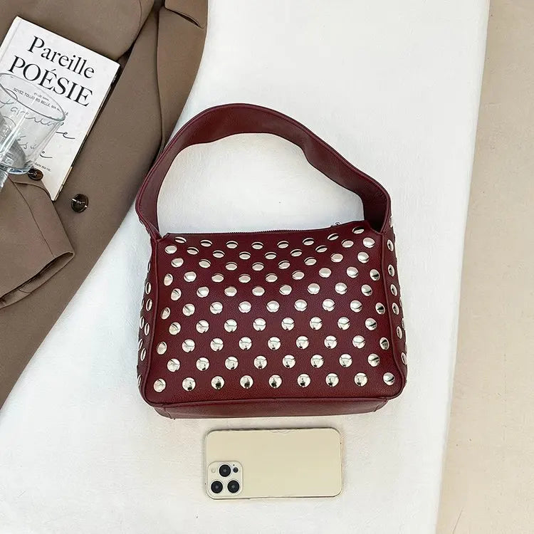 Arc Studded Leather Bag