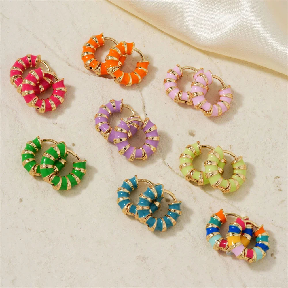 Ruby Enamel Hoop Earrings