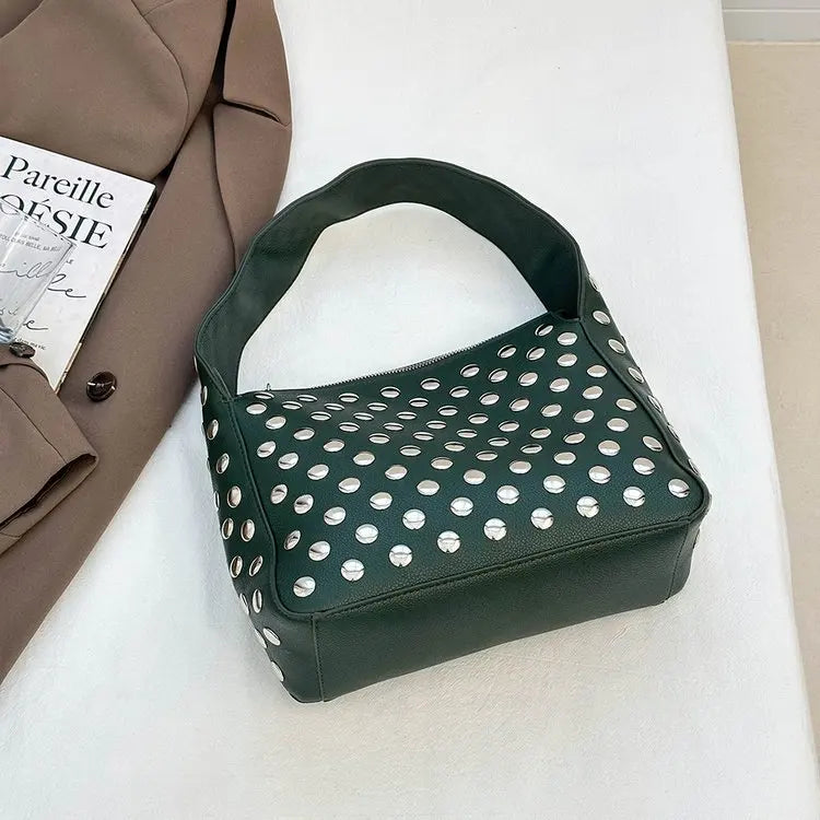Arc Studded Leather Bag