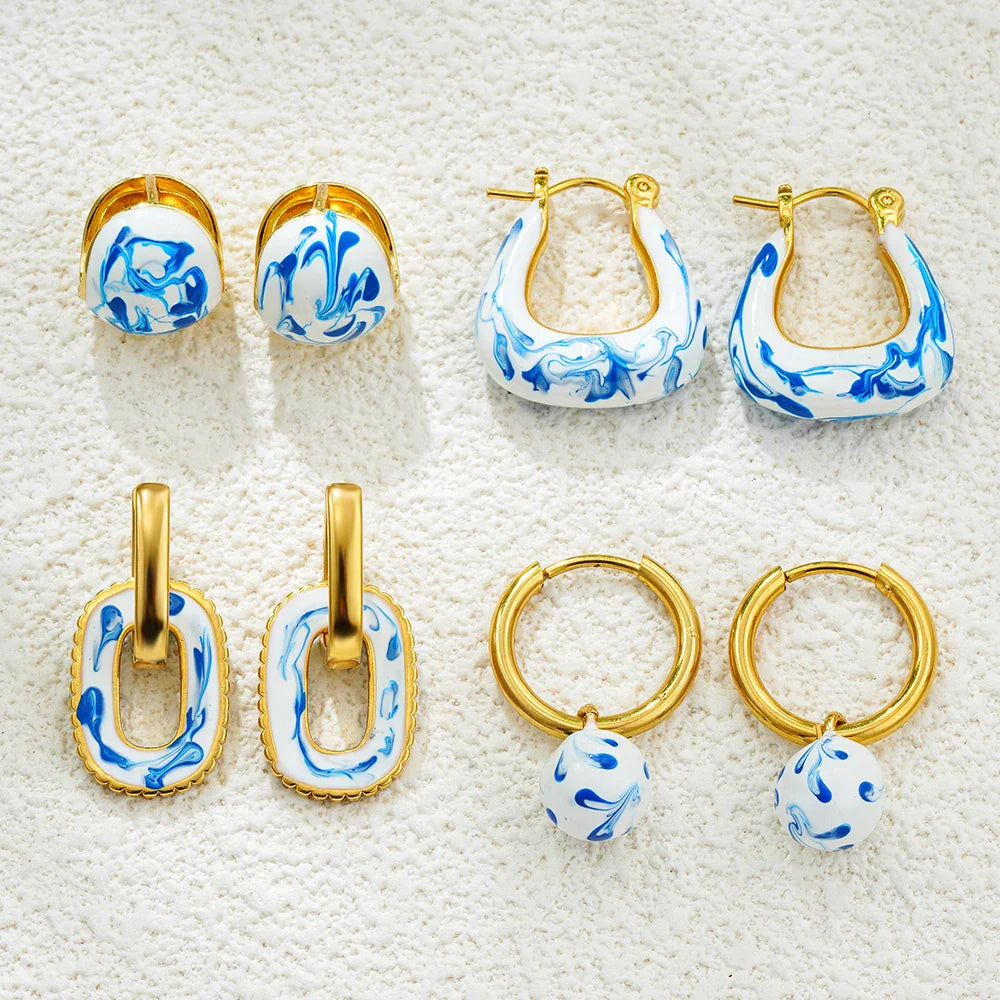 Celine Enamel Hoop Earrings