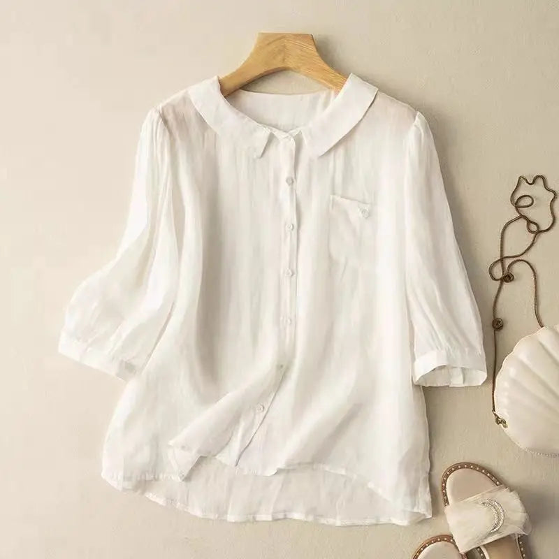 Noelle Linen Doll Collar Shirt