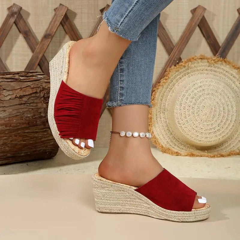 Hannah Suede Tassel Sandals