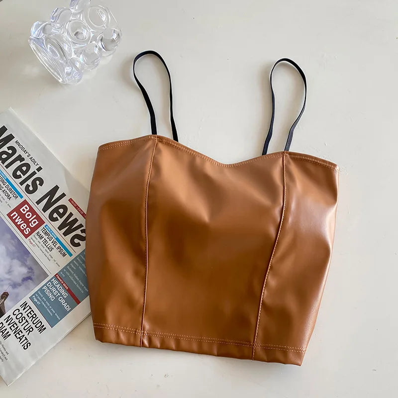 Rhea Leather Crop Top