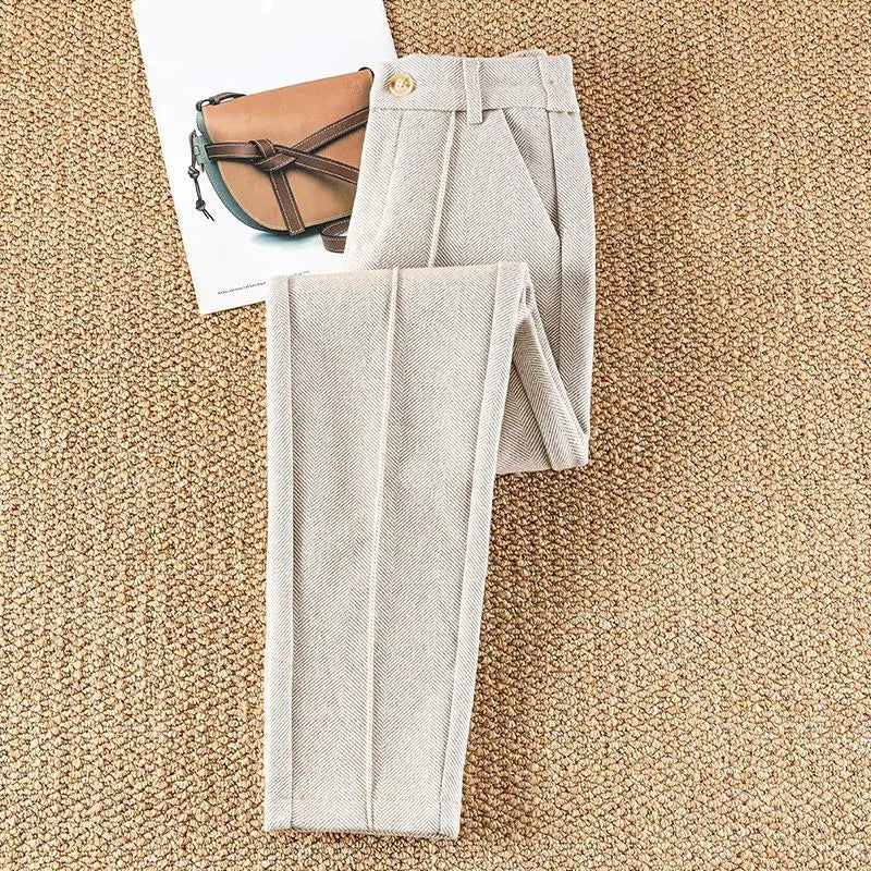 Alina Herringbone Wool Pants