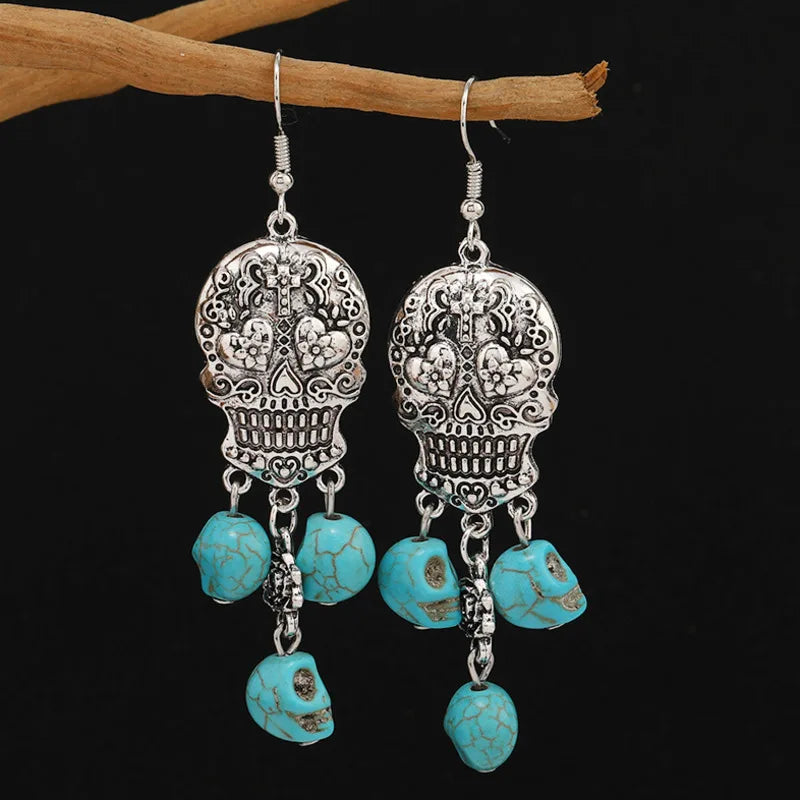 Skull Bloom Dangles Earrings