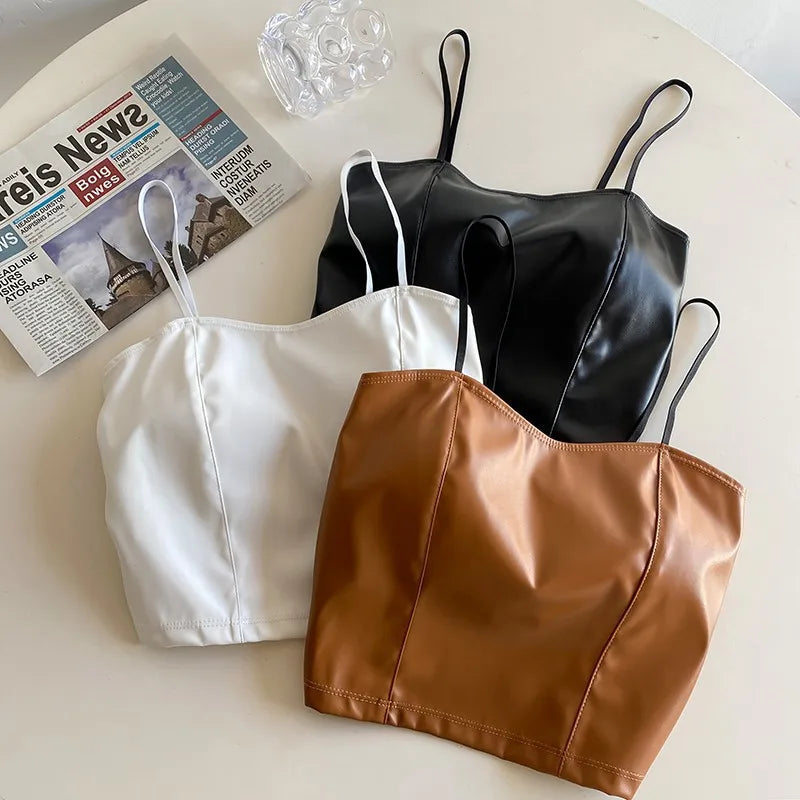 Rhea Leather Crop Top