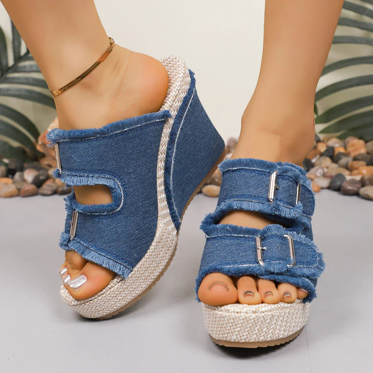 Eva Denim Wedges