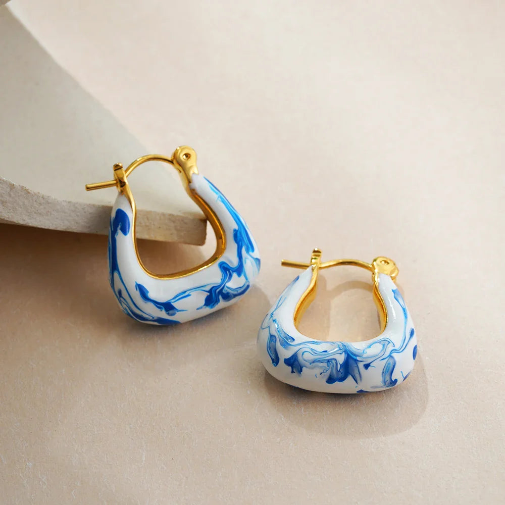 Celine Enamel Hoop Earrings