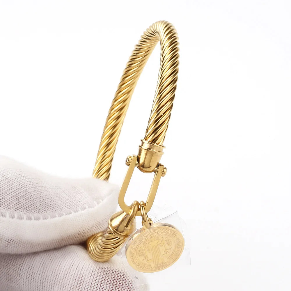 Elara Black Charm Bangle