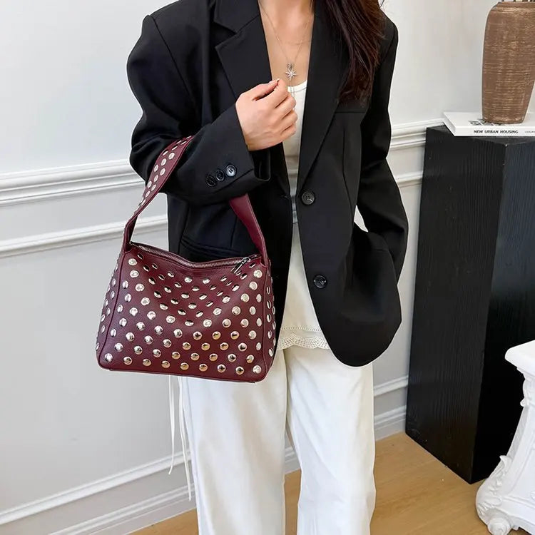 Arc Studded Leather Bag