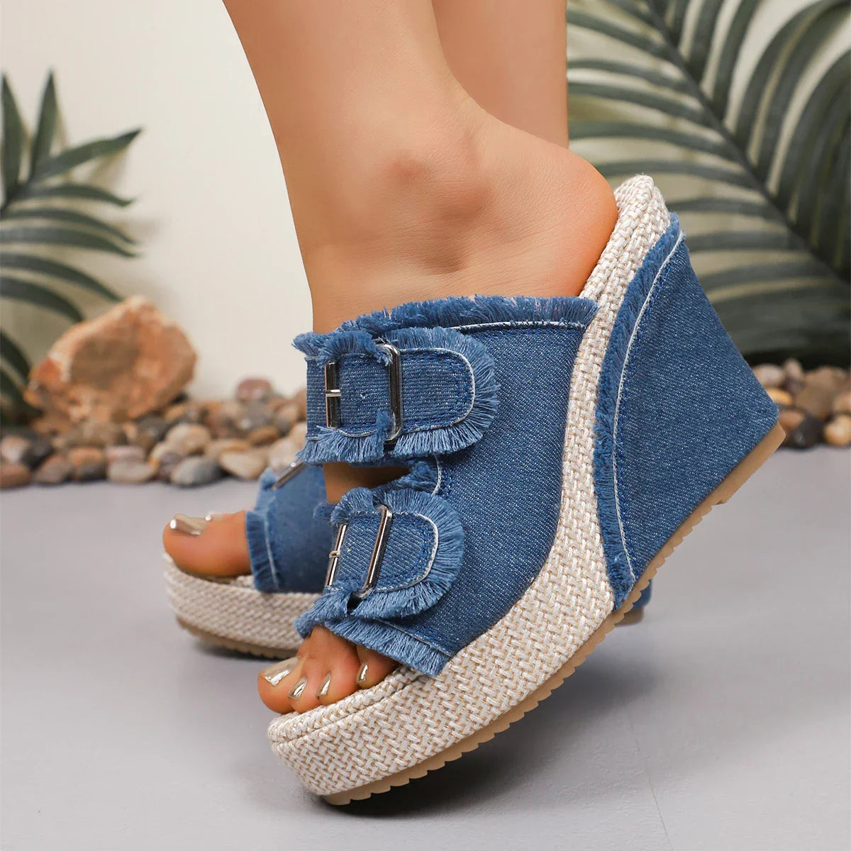 Eva Denim Wedges