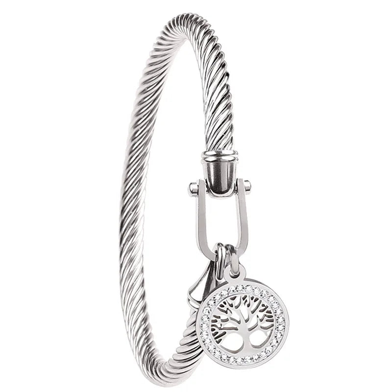 Elara Black Charm Bangle