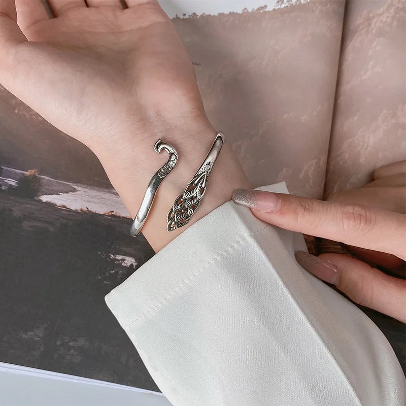 Sahana Peacock Silver Bracelet