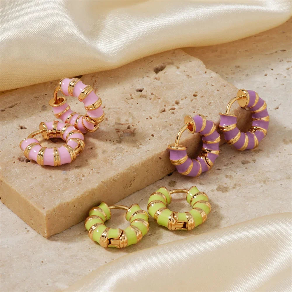 Ruby Enamel Hoop Earrings