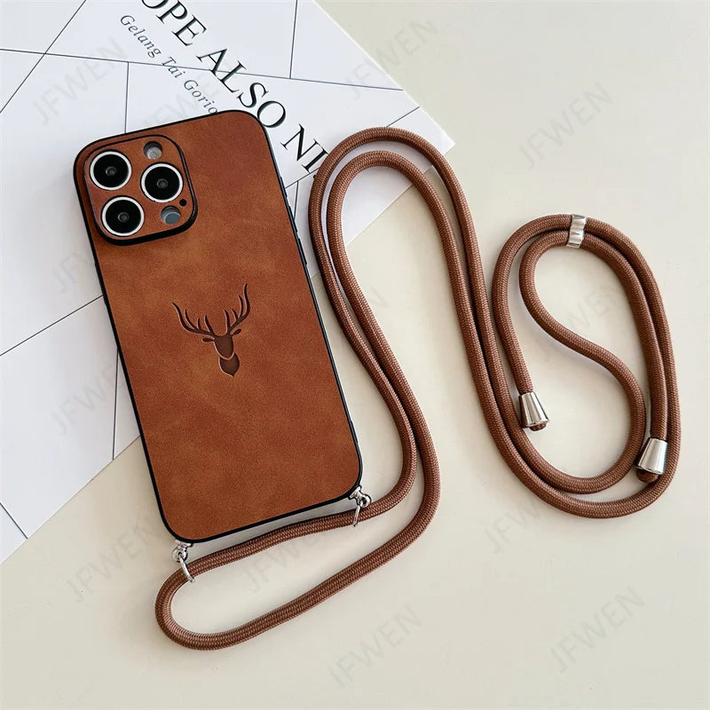 Stockholm Deer Leather Crossbody Case