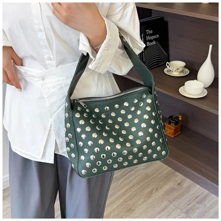 Arc Studded Leather Bag