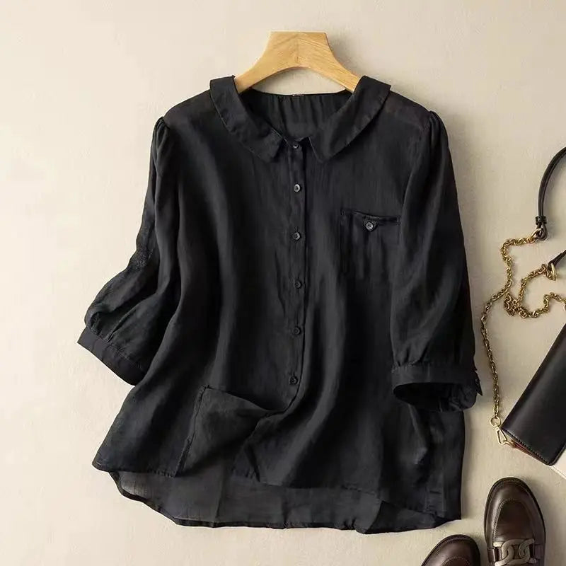 Noelle Linen Doll Collar Shirt