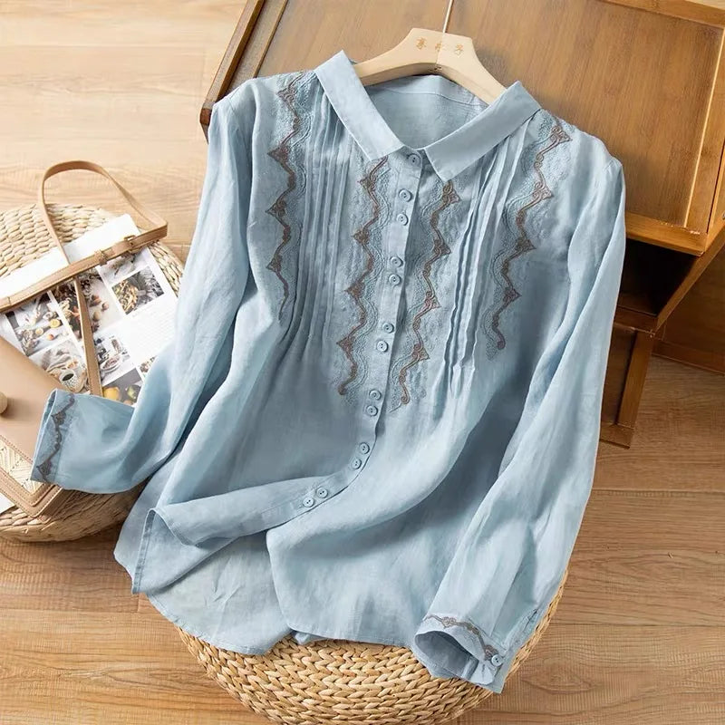 Meline Embroidered Linen Shirt