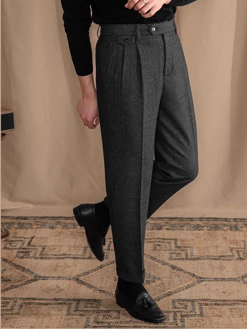 Marco Herringbone Wool Pants
