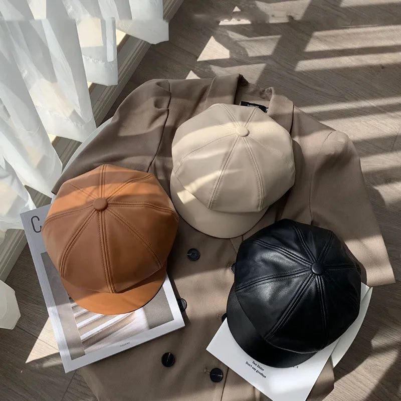 Noelle Leather Beret