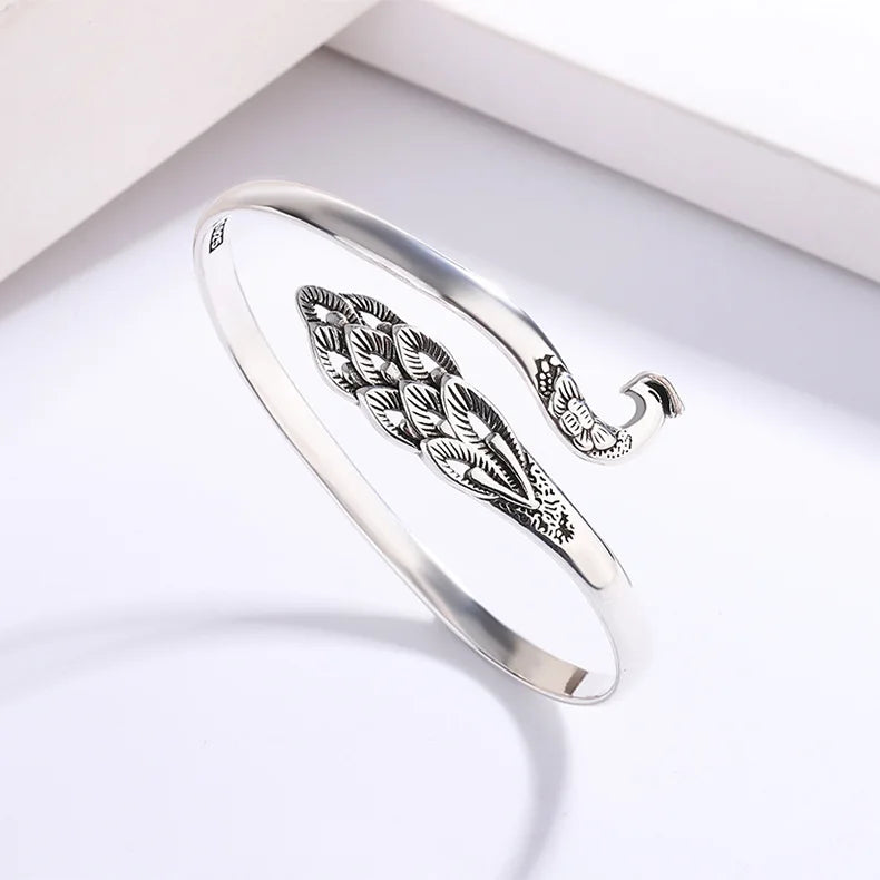 Sahana Peacock Silver Bracelet