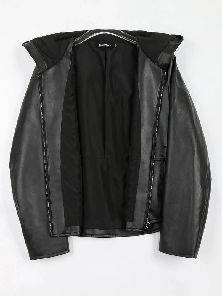 Rachel Hooded Leather Jacket