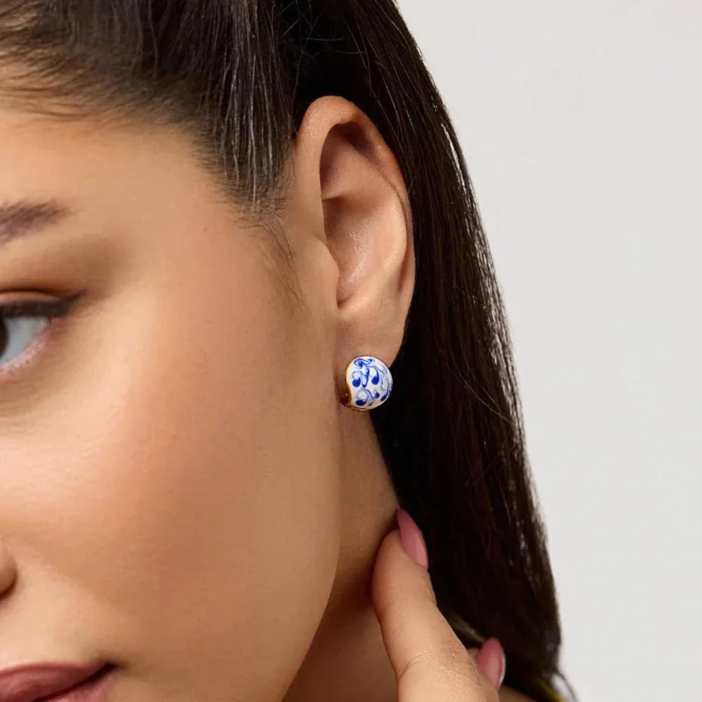 Celine Enamel Hoop Earrings