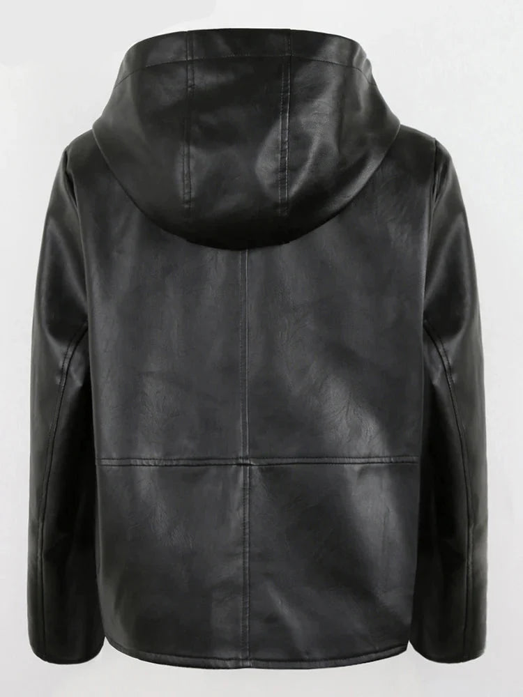 Rachel Hooded Leather Jacket