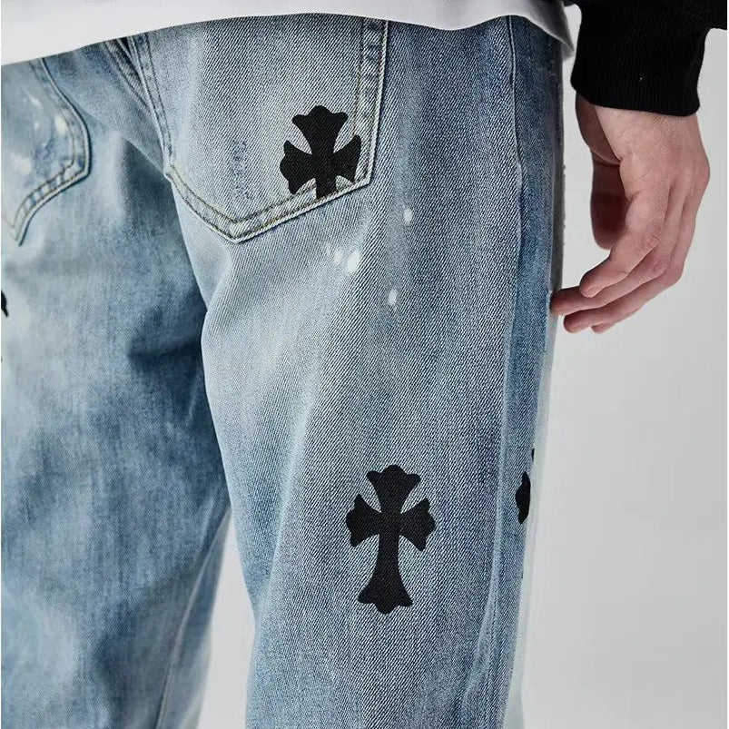 Gothic Cross Retro Jeans