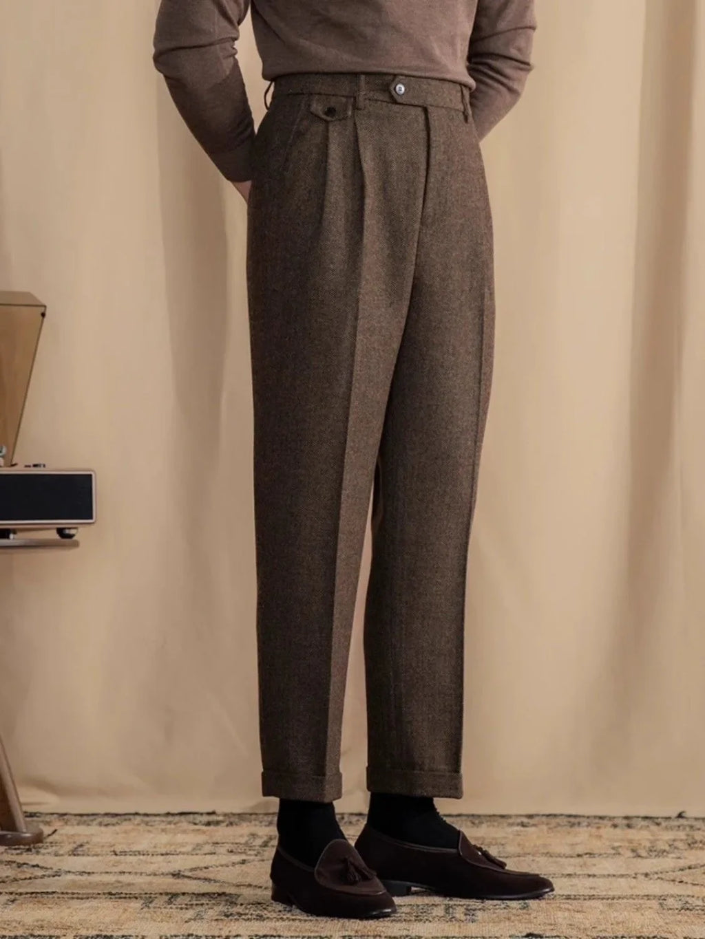 Marco Herringbone Wool Pants