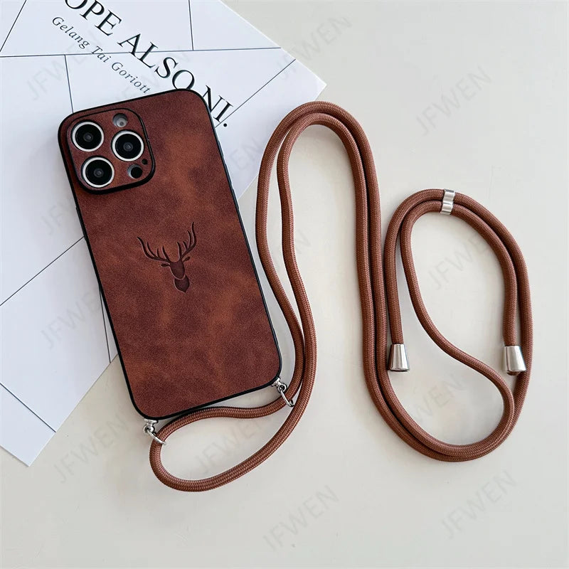 Stockholm Deer Leather Crossbody Case