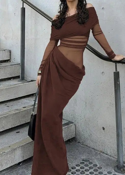 Selene Mesh Off-Shoulder Dress