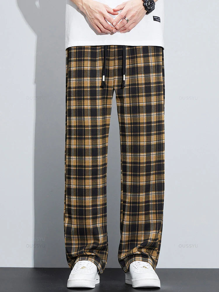 Relaxed-Fit Plaid Pants