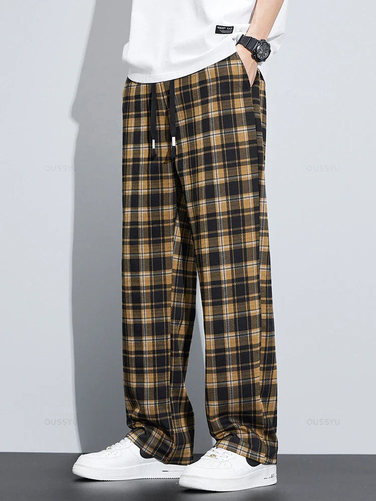 Relaxed-Fit Plaid Pants