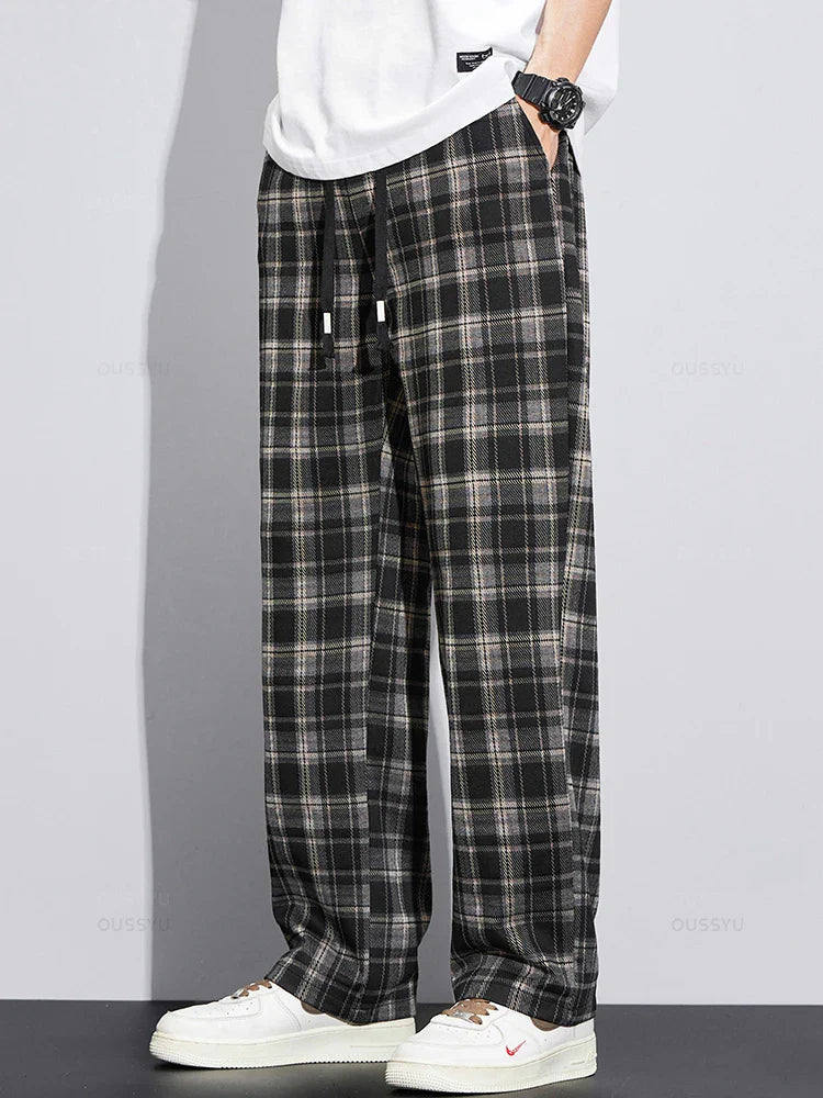 Relaxed-Fit Plaid Pants