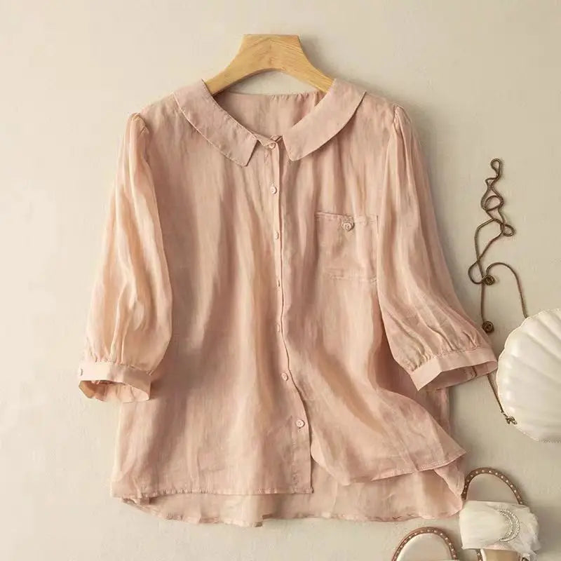 Noelle Linen Doll Collar Shirt