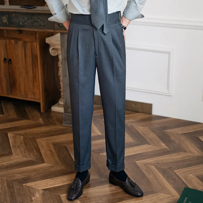 Slim Fit Pleated Trousers