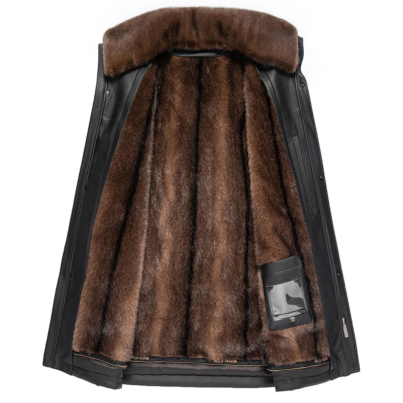 Genuine Leather & Mink Fur Coat