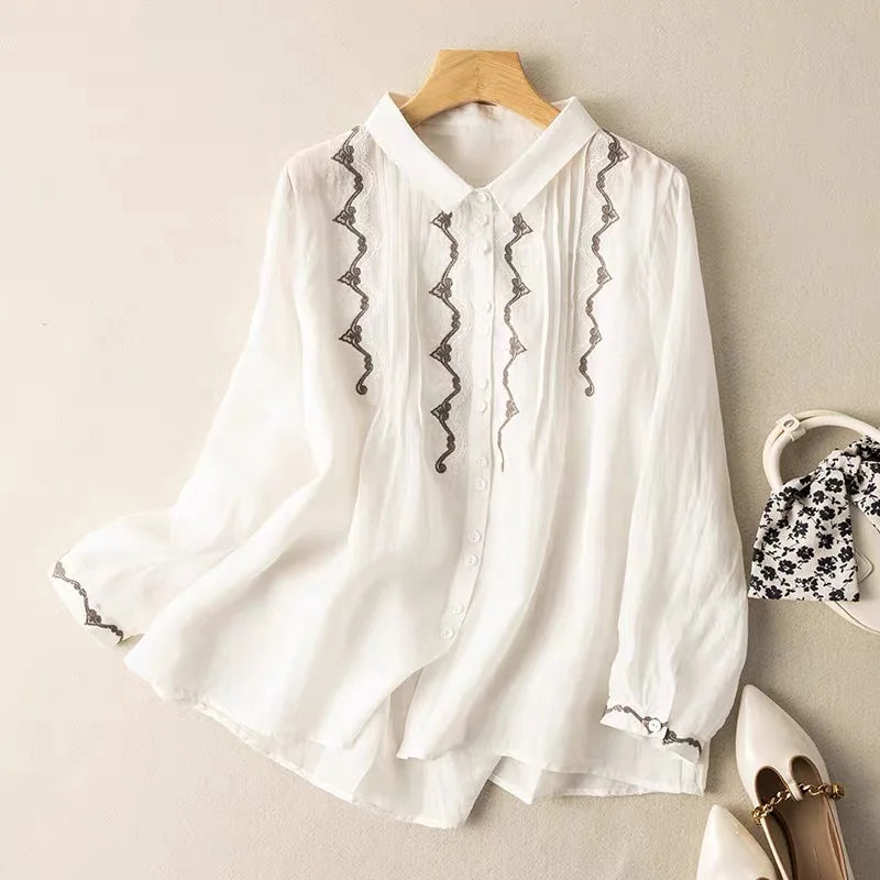 Meline Embroidered Linen Shirt