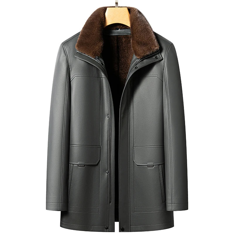 Genuine Leather & Mink Fur Coat