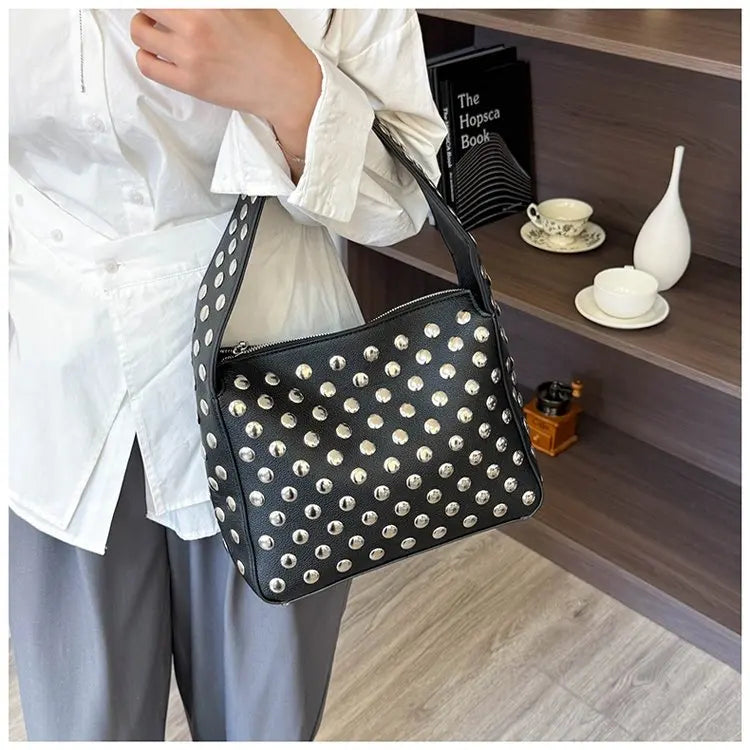 Arc Studded Leather Bag
