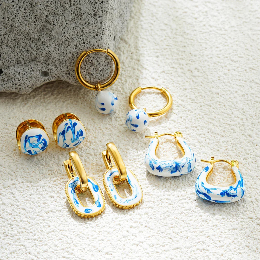 Celine Enamel Hoop Earrings