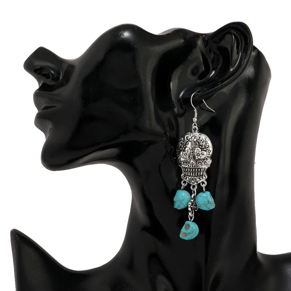 Skull Bloom Dangles Earrings