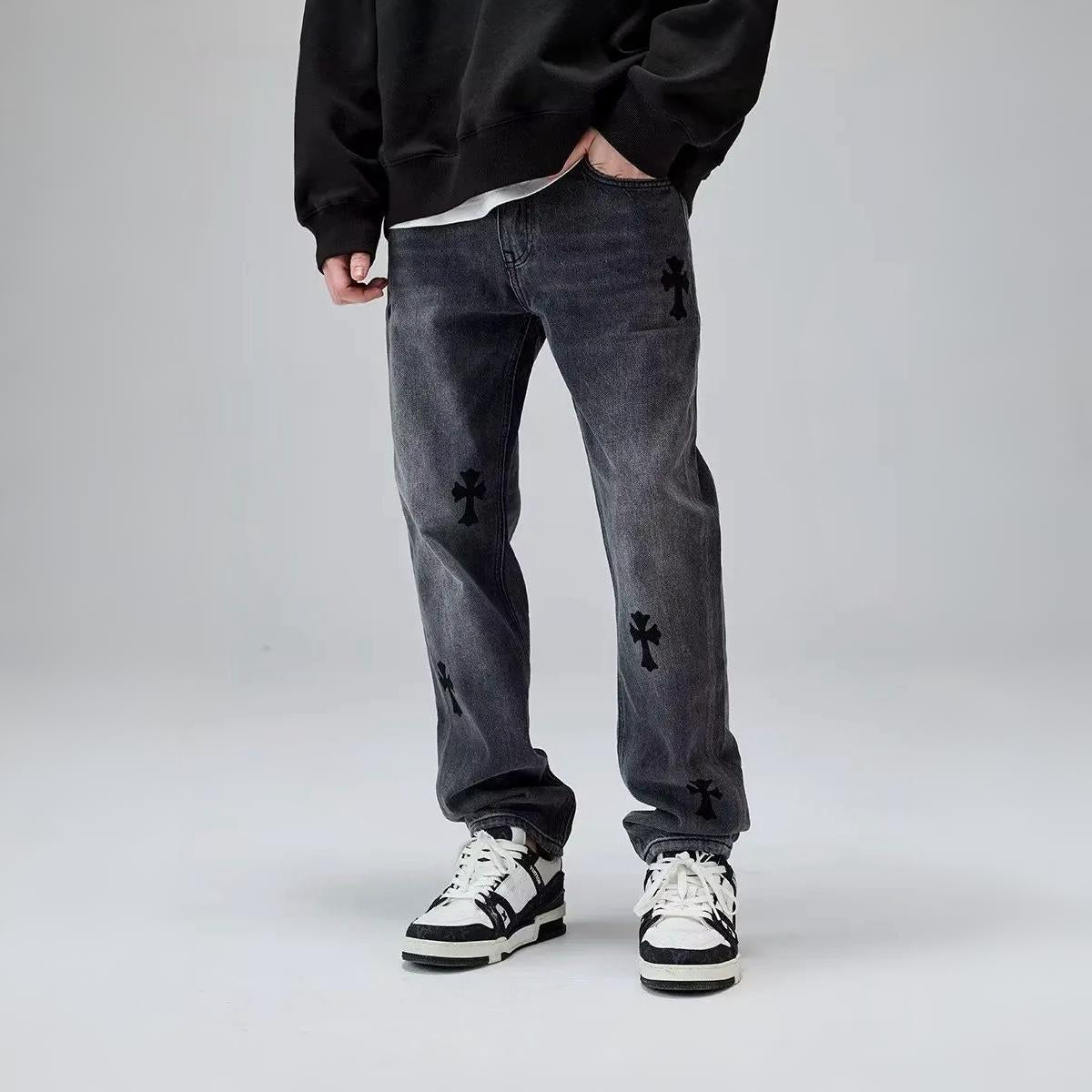 Gothic Cross Retro Jeans
