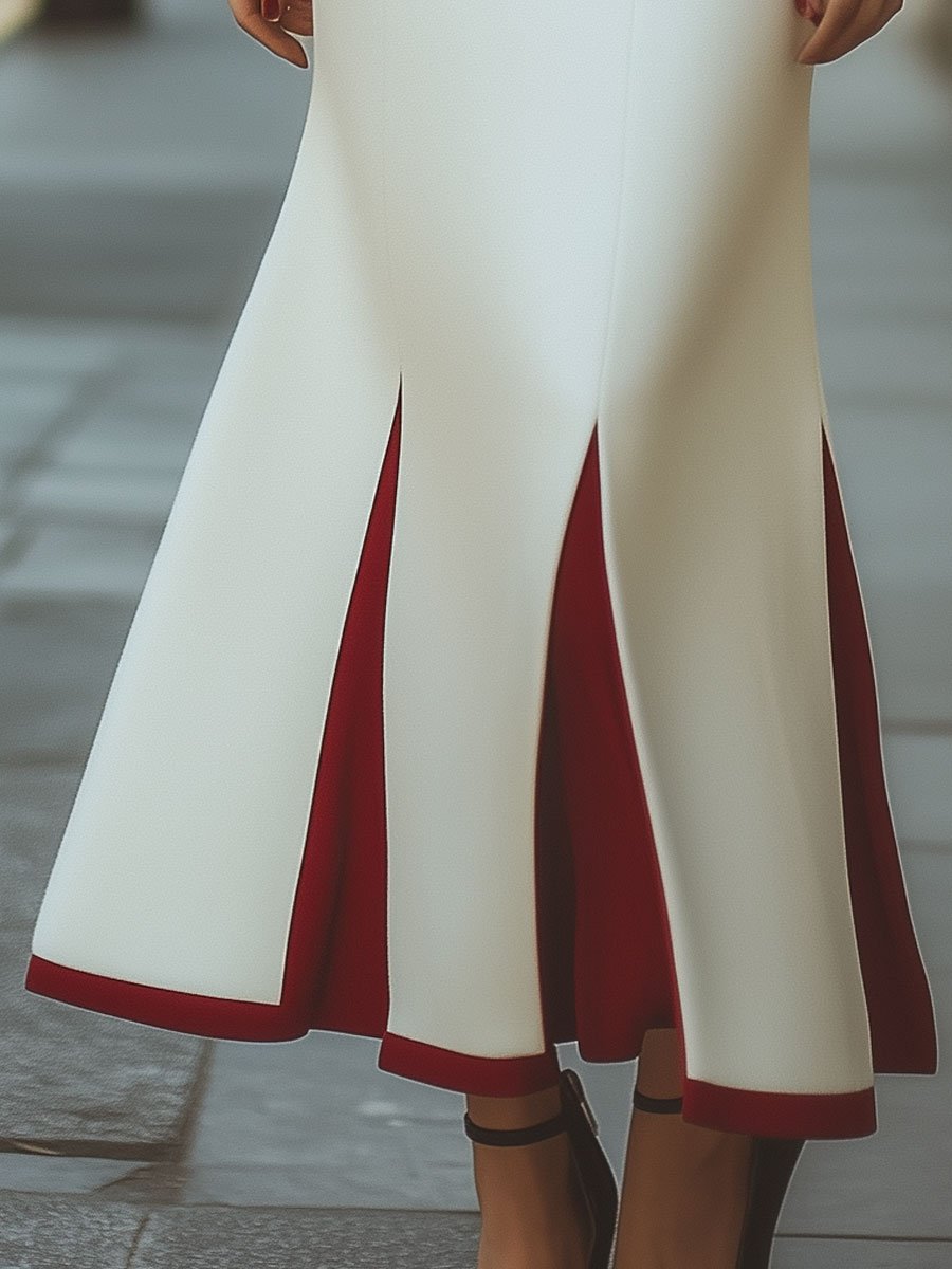 Lila™ | Ivory Maxi Dress with Bold Red Accents